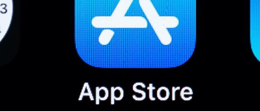 Das Logo des App Stores auf dem Bildschirm eines iPhones. 