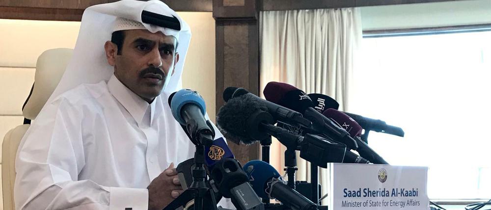 Saad Sherida Al-Kaabi, Katars Energieminister, kündigt den Austritt aus der Opec bei einer Pressekonferenz an.