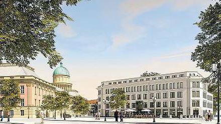 Am Alten Markt gegenüber dem neuen Landtagsgebäude entsteht das „HQ Humboldt“ mit Büros, Läden, Restaurants und 18 Mietwohnungen. 