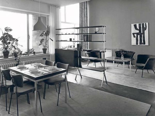 Musterwohnung im Haus Pierre Vago auf der Internationalen Bauausstellung 1957.