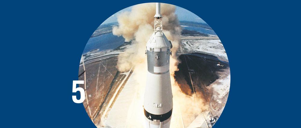Da ist Neil Armstrong drin: Start von Apollo 11 auf einer Saturn-V-Rakete am 16. Juli 1969.