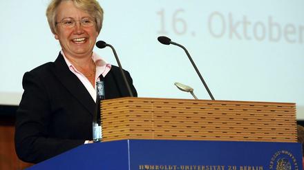 Die damalige Ministerin Schavan steht 2006 im Audimax der Humboldt-Universität.