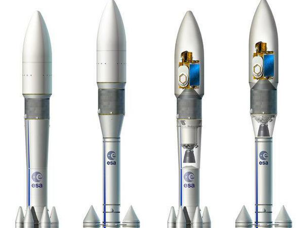Rakete der Zukunft. Die Ariane 6 soll billiger und flexibler sein als die Ariane 5. Derzeit werden verschiedene Designentwürfe diskutiert, mit denen das gelingen soll. 
