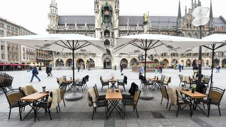 Ein leeres Restaurant in der Münchner Innenstadt.