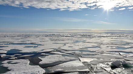 Hotspot Arktis: Auf dem Arktischen Ozean am Nordpol schwimmen Eisplatten.