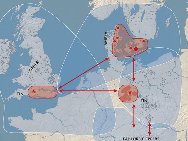 In der Bronzezeit (etwa 2000 v.Chr.) wurde an der Küste Mecklenburg-Vorpommern Metall aus Skandinavien, aber auch aus Wessex und Dänemark aufgenommen. Die Aunjetitz-Kultur im heutigen Mitteldeutschland stand dabei auch mit dem Kupferhandel in der Alpenregion in Verbindung. 
