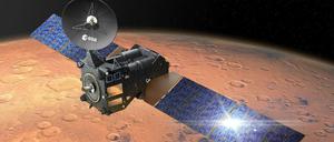 Spuren von Leben? Der "Trace Gas Orbiter" der Mission Exomars soll Spurengase in der Marsatmosphäre analysieren, vor allem Methan. Dieses Gas ist in kleinsten Mengen in der Atmosphäre vorhanden und könnte biologischen Ursprungs sein. 