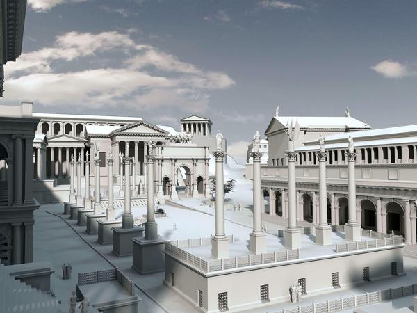 Eine digitale Rekonstruktion zeigt das Forum Romanum um 310 n.Chr.