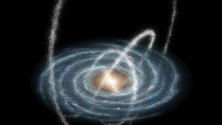 Drei Ströme über der Milchstraße sind Rückstände kannibalisierter Galaxien und Sternencluster. Sie helfen bei der Massebestimmung unserer Heimatgalaxie.