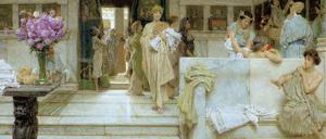 Badevergnügen: So stellte sich der Maler Sir Lawrence Alma-Tadema 1909 – inspiriert von Fotografien der Ausgrabungen des Areals in der durch den Vulkanausbruch verschütteten Stadt Pompeji – die Stabianer Thermen vor.
