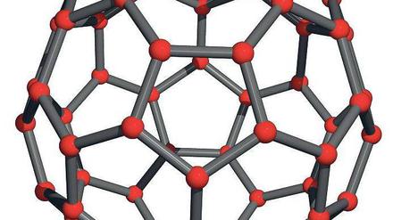 Rund. Modell eines Fullerens, das aus 60 Kohlenstoffatomen besteht – und einem Fußball verblüffend ähnlich sieht.Foto: p-a