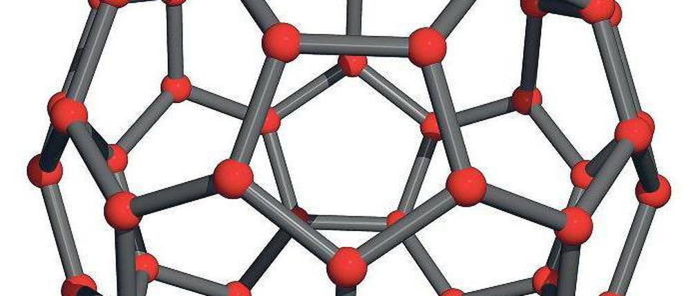 Rund. Modell eines Fullerens, das aus 60 Kohlenstoffatomen besteht – und einem Fußball verblüffend ähnlich sieht.Foto: p-a