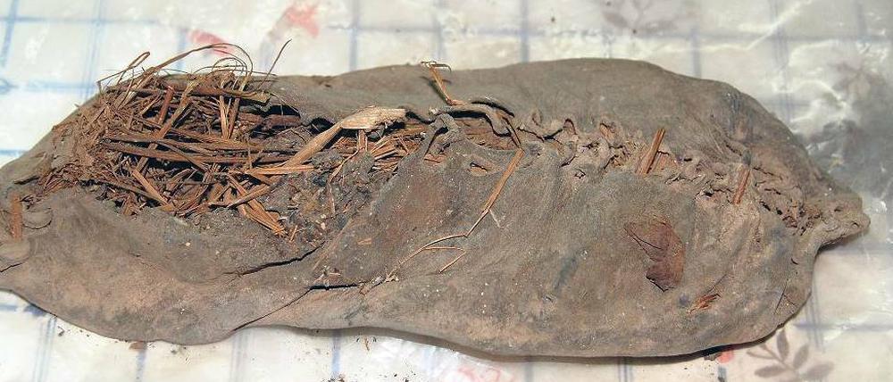 Ausgelatscht. Aus einem einzigen Stück Schweinsleder ist der 5500 Jahre alte Schuh gefertigt. 