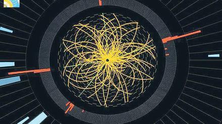 Zusammenstoß im Mikrokosmos. Kollisionen von Elementarteilchen - hier der von Elektronen - haben die Wissenschaftler am Forschungszentrum Cern in Genf auf die Spur des Higgs-Teilchens geführt. 