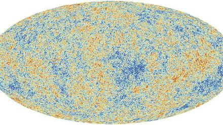 Echo des Urknalls. Die von „Planck“ aufgezeichnete Hintergrundstrahlung zeigt die Frühzeit des Universums vor 13,4 Milliarden Jahren. 