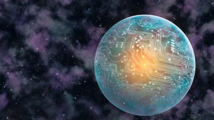 Verhüllt. Die Computergrafik zeigt einen Stern – umschlossen von Kollektoren, mit denen Außerirdische ihren Energiebedarf decken. 