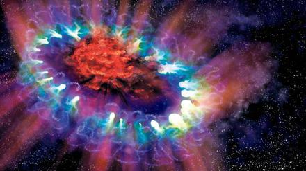 Die Illustration der Supernova basiert auf reellen Daten aus dem All. 