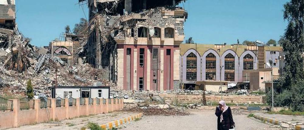 In Ruinen. Große Teile des Campus der Uni Mossul sind zerstört.