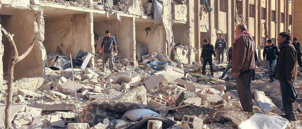 Ein zerstörtes Gebäude der Universität Aleppo.
