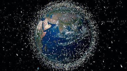 Weltraumnot. Von unendlichen Weiten kann keine Rede mehr sein, wenn Firmen wie SpaceX Pläne umsetzen, im Erdorbit tausende Satelliten (hier vergrößert dargestellt) für besseres Internet zu platzieren. Wie auf der Erde wächst auch hier das Müllproblem. 