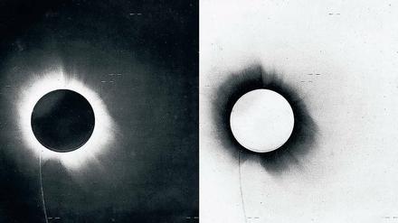 Es sind die feinen Striche auf dem Foto der Sonnenfinsternis vom 29. Mai 1919, die Einsteins Theorie bestätigten.