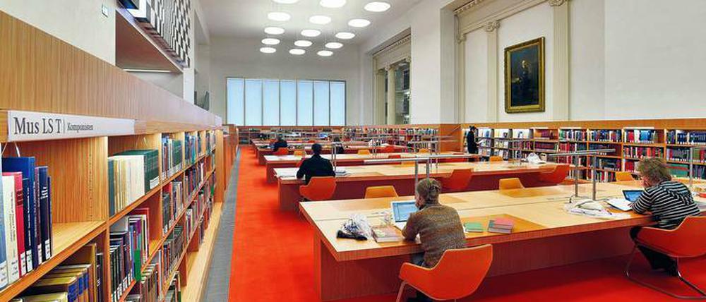 Blick in einen Lesesaal der Staatsbibliothek zu Berlin.