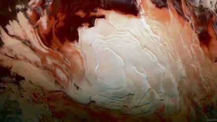 Die südliche Polarkappe des Mars ist in Schichten aufgebaut.