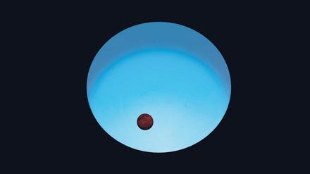 Illustration: Der Exoplanet WASP-189b kreist auf enger Bahn, die fast über die Pole seines Sterns verläuft.