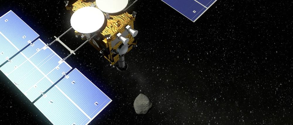Die japanische Raumsonde „Hayabusa2“ hat vor der Rückkehr zur Erde den letzten Roboter zur Erkundung des Asteroiden „Ryugu“ abgesetzt.