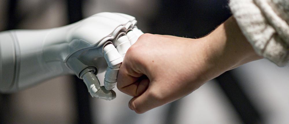Ein Roboter interagiert beim «Speed Dating mit KI - Meet the Robots bei KI-Tagen» in Hamburg.