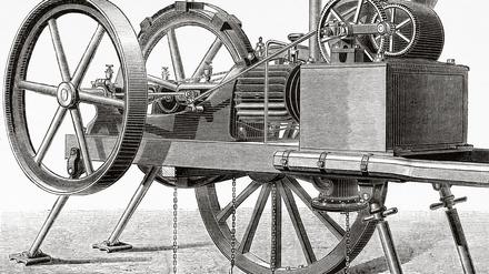 Maschine mit Motor von Etienne Lenoir (1822-1900). 