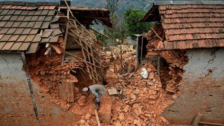 Zerstört. Das Erdbeben von Nepal hat zahlreiche Gebäude zerstört, Tausende Menschen kamen ums Leben. 
