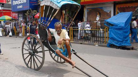 Rikschaläufer in Kalkutta.