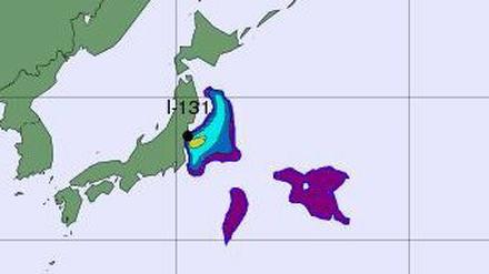 Die Ausbreitung der Strahlungswolke von Fukushima (Freisetzung von Jod-131).