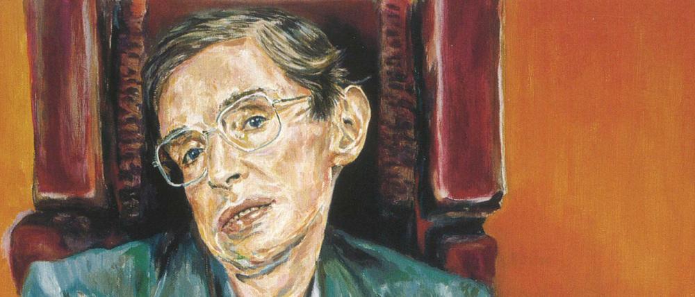 Diese Bild hat die Berliner Malerin Ursula Wieland im Jahr 1991 von Stephen Hawking gezeichnet.
