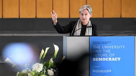 Judith Butler als Rednerin an der Freien Universität Berlin.