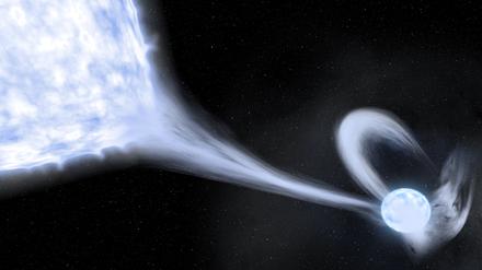 Die Entstehung eines Heliumsterns: Eine benachbarte Sonne entreißt ihm den Wasserstoff. 